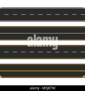 De l'asphalte. Ensemble de types de routes avec des marques. La bande de l'autoroute template design pour l'infographie. Vector illustration Illustration de Vecteur