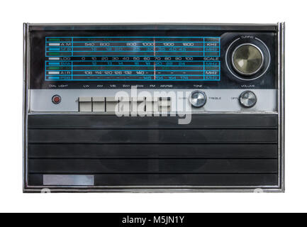 Vintage Retro Radio argent isolé sur fond blanc Banque D'Images