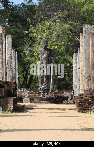 Quadrangle Polonnaruwa North Central Province Sri Lanka Bouddha Debout dans le Hatadage Banque D'Images