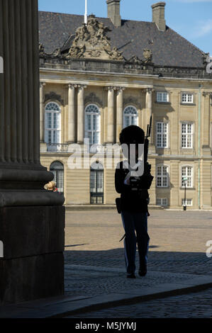 La vie Royal Guard (Den b comme Livgarde) en face de Christian VIII Rococo ou Levetzaus le Palae Palae (Christian VIII ou Levetzau's Palace) Banque D'Images