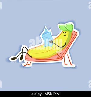 Funny cute caractères jaunes - une banane de soleil isolé sur un fond gris. Vector illustration. Illustration de Vecteur