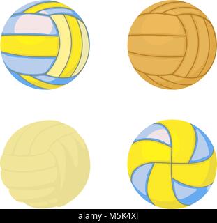 Volley-ball ball jeu d'icônes, de style cartoon Illustration de Vecteur
