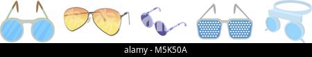 Icon Set lunettes, style cartoon Illustration de Vecteur