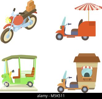 Moto icon set, cartoon style Illustration de Vecteur