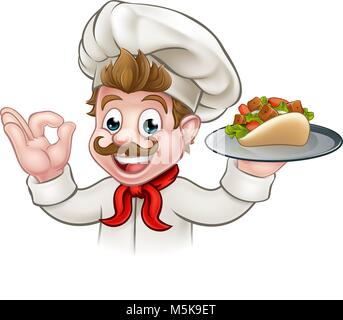 Cartoon Chef Kebab Illustration de Vecteur