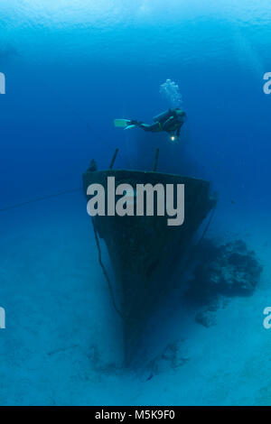 Plongée sous marine dans les mines plus clair C-53, rincé comme attraction de plongée à juin 2000, Cozumel, Mexique, Caraïbes Banque D'Images