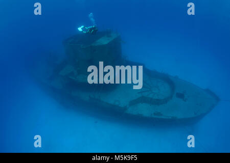 Plongée sous marine dans les mines plus clair C-53, rincé comme attraction de plongée à juin 2000, Cozumel, Mexique, Caraïbes Banque D'Images