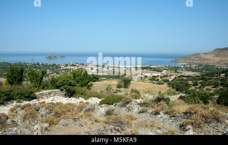 Vue sur Petra Lesbos Banque D'Images