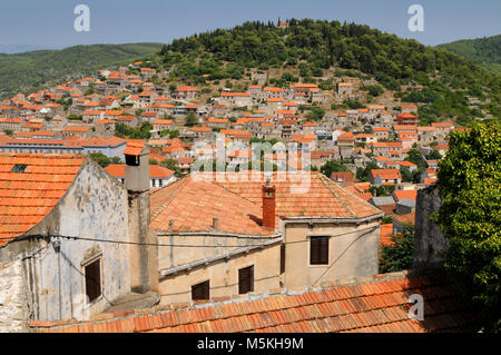 Petite ville croate Hvar sur l'île de Korcula, Croatie Banque D'Images