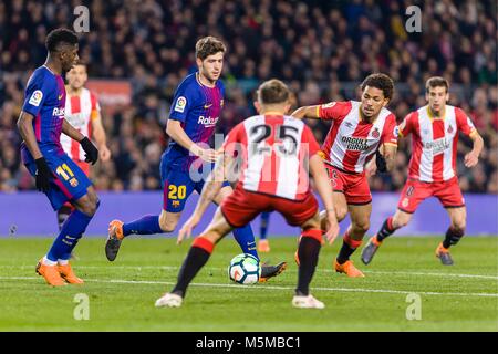 Espagne - 24 Février : le milieu de terrain du FC Barcelone Sergi Roberto (20) pendant le match entre le FC Barcelone contre Girona FC, pour le cycle 25 de la Liga Santander, joué au Camp Nou le 24 février 2018 à Barcelone, Espagne. (Crédit : Mikel Trigueros / Urbanandsport / Presse Presse Cordon Cordon) Banque D'Images
