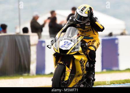 Melbourne, Australie. 25 Février, 2018. Randy prend Krummeracher WorldSuperSport la 2ème place de la course. MOTUL 2018 Championnat du Monde FIM Superbike à Phillip Island, en Australie le 25 février 2018. Crédit : Dave Hewison Sports/Alamy Live News Banque D'Images