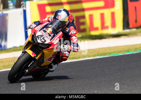 Melbourne, Australie. 25 février 2018. dans la Course 2 du WSBK. MOTUL 2018 Championnat du Monde FIM Superbike à Phillip Island, en Australie le 25 février 2018. Crédit : Dave Hewison Sports/Alamy Live News Banque D'Images