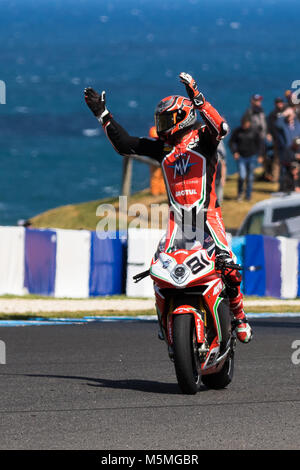 Melbourne, Australie. 25 février 2018. dans la Course 2 du WSBK. MOTUL 2018 Championnat du Monde FIM Superbike à Phillip Island, en Australie le 25 février 2018. Crédit : Dave Hewison Sports/Alamy Live News Banque D'Images