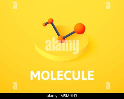 Icône isométrique molécule isolée, sur un fond de couleur Illustration de Vecteur