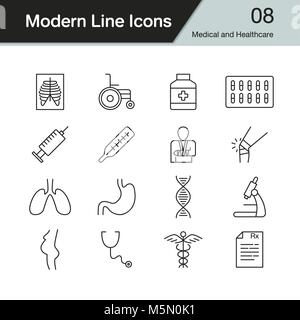 Soins médicaux et d'icônes. Ligne moderne design set 8. Pour la présentation, la conception graphique, application mobile, design web, infographie. Vector illustr Illustration de Vecteur