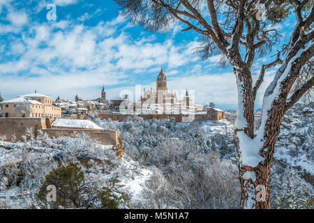 La neige en Segovia Espagne Banque D'Images