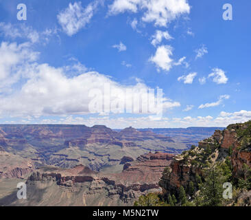 Le Parc National du Grand Canyon Yaki Point - Vue de la . Vishnu Temple et Wotan's trône peut être vu à l'horizon au centre de la photo. Yaki Point, altitude : 7262 pieds (2213 m) est un endroit tranquille pour profiter de soleil ou de coucher de soleil. Banque D'Images