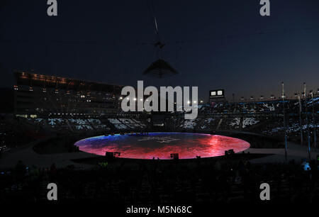 Une vue générale du stade de l'avant de la cérémonie de clôture des Jeux Olympiques d'hiver de PyeongChang 2018 au Stade olympique de PyeongChang en Corée du Sud. ASSOCIATION DE PRESSE Photo. Photo date : dimanche 25 février, 2018. Voir JEUX OLYMPIQUES histoire PA Cérémonie. Crédit photo doit se lire : Mike Egerton/PA Wire. RESTRICTIONS : un usage éditorial uniquement. Pas d'utilisation commerciale. Banque D'Images