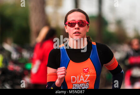 Duathlon, sport, compétition, Pineda de Mar, Catalogne Banque D'Images