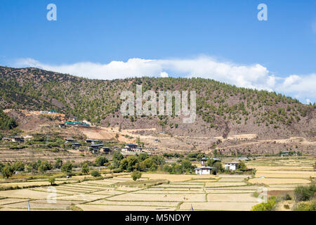 Thimphu, Bhoutan. Campagne entre Thimphu et Paro. Banque D'Images