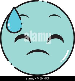 Transpiration couleur geste visage expression emoji Illustration de Vecteur