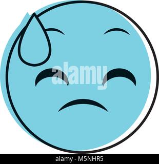 Déplacé la transpiration couleur geste visage expression emoji Illustration de Vecteur