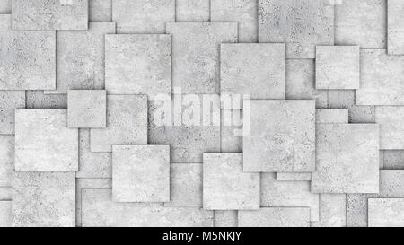 Mur de béton cube 3d comme fond d'écran. Le rendu 3D Banque D'Images