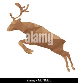 Cerf stylisé isolé sur un fond blanc. Faites en poly bas style triangulaire. Vecteur. Illustration de Vecteur