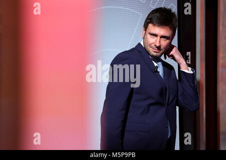 Alessandro Di Battista Roma 25/02/2018. Trasmissione plat 'Mezz'Ora dans piu' Rome 25 février 2018. Talk Show "ezz'Ora dans piu'. Foto Samantha Insidefoto Zucchi Banque D'Images