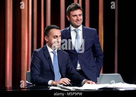 Luigi Di Maio e Alessandro Di Battista Roma 25/02/2018. Trasmissione plat 'Mezz'Ora dans piu' Rome 25 février 2018. Talk Show "ezz'Ora dans piu'. Foto Samantha Insidefoto Zucchi Banque D'Images