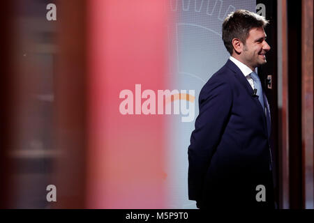 Alessandro Di Battista Roma 25/02/2018. Trasmissione plat 'Mezz'Ora dans piu' Rome 25 février 2018. Talk Show "ezz'Ora dans piu'. Foto Samantha Insidefoto Zucchi Banque D'Images