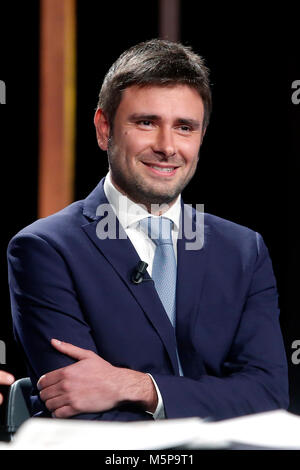 Alessandro Di Battista Roma 25/02/2018. Trasmissione plat 'Mezz'Ora dans piu' Rome 25 février 2018. Talk Show "ezz'Ora dans piu'. Foto Samantha Insidefoto Zucchi Banque D'Images