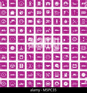 100 garage icons set rose grunge Illustration de Vecteur