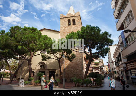 Église paroissiale de Sant Roma à Lloret de Mar ville en Catalogne, Espagne Banque D'Images