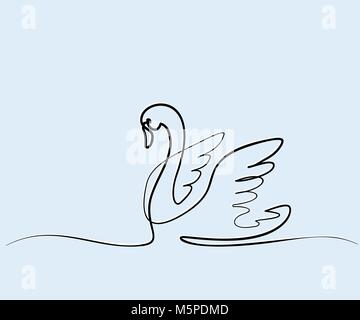 Un dessin de ligne logo Swan Illustration de Vecteur