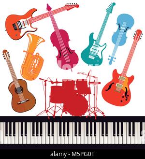 Instruments de musique illustration colorée Illustration de Vecteur