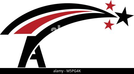 Lettre d'un Logo moderne 4 étoiles Illustration de Vecteur