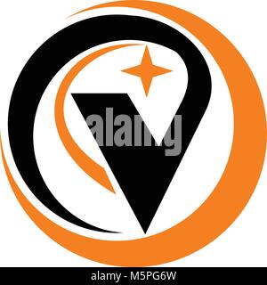 Lettre V avec Star Illustration de Vecteur