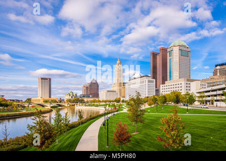 Columbus, Ohio, USA Skyline sur la rivière Scioto. Banque D'Images