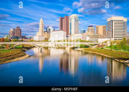 Columbus, Ohio, USA Skyline sur la rivière Scioto. Banque D'Images