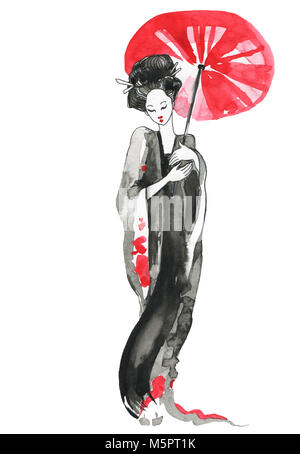 Geisha. Femme en costume traditionnel. De style japonais Banque D'Images