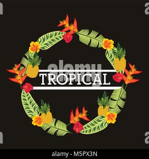 Météo Carte feuilles fleurs tropicales Illustration de Vecteur