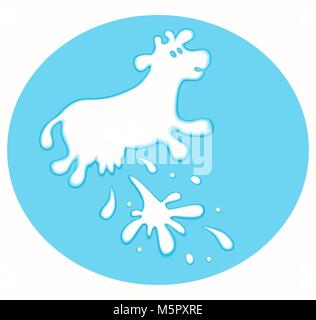 Lait renversé en forme de vache. Illustration de Vecteur