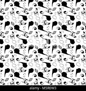 Le surréalisme vecteur seamless pattern stylisé en noir-blanc Illustration de Vecteur