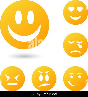 Ollection creative cartoon style sourit avec différentes émotions. Illustration de Vecteur