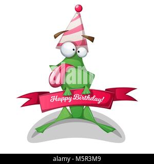 Funny, cute frog caractères. Illustration d'anniversaire. Illustration de Vecteur