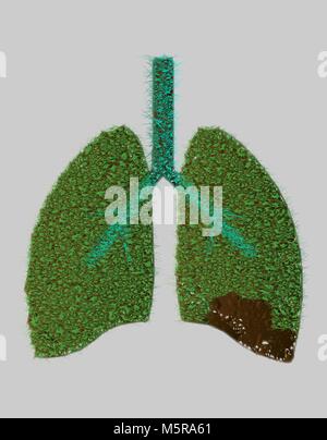 Les poumons de feuilles vertes. Concept d'économies d'énergie ou de l'affiche de la Journée mondiale de la tuberculose. Vector, oxygène pour la terre. 10eps Illustration de Vecteur