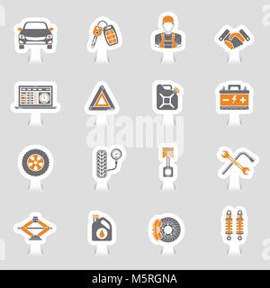 Service de voiture autocollant Vector Icons Set Illustration de Vecteur