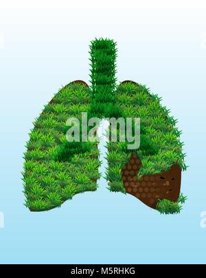 Les poumons de feuilles vertes. Concept d'économies d'énergie ou de l'affiche de la Journée mondiale de la tuberculose. Vector, oxygène pour la terre. 10eps Illustration de Vecteur