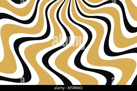 Vector background avec lignes ondulées. Arrière-plan simple composé de formes avec une bande de couleur effet liquide. Noir, blanc et doré Illustration de Vecteur